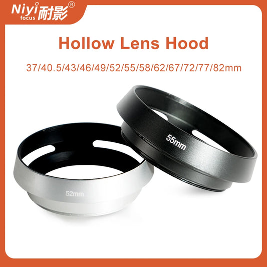 37-62mm Metal Hollow Camera Lens Hood — Compatible with Fuji Nikon Pentax Sony Olympus Canon