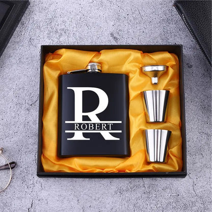 Personalized 6oz Stainless Steel Hip Flask – Engraved Gift for Best Man, Groom, Wedding with Custom Logo & Gift Box