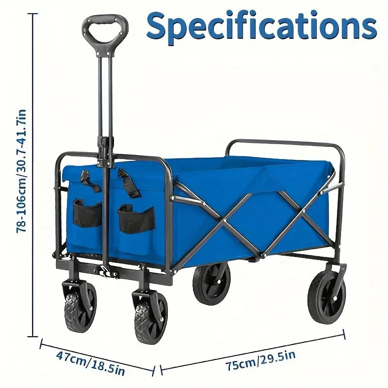 Foldable Heavy Duty Wagon Cart – Portable Utility Cart for Groceries, Sports, Gardening & Shopping, Includes Foldable Cat Storage
