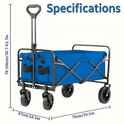 Foldable Heavy Duty Wagon Cart – Portable Utility Cart for Groceries, Sports, Gardening & Shopping, Includes Foldable Cat Storage