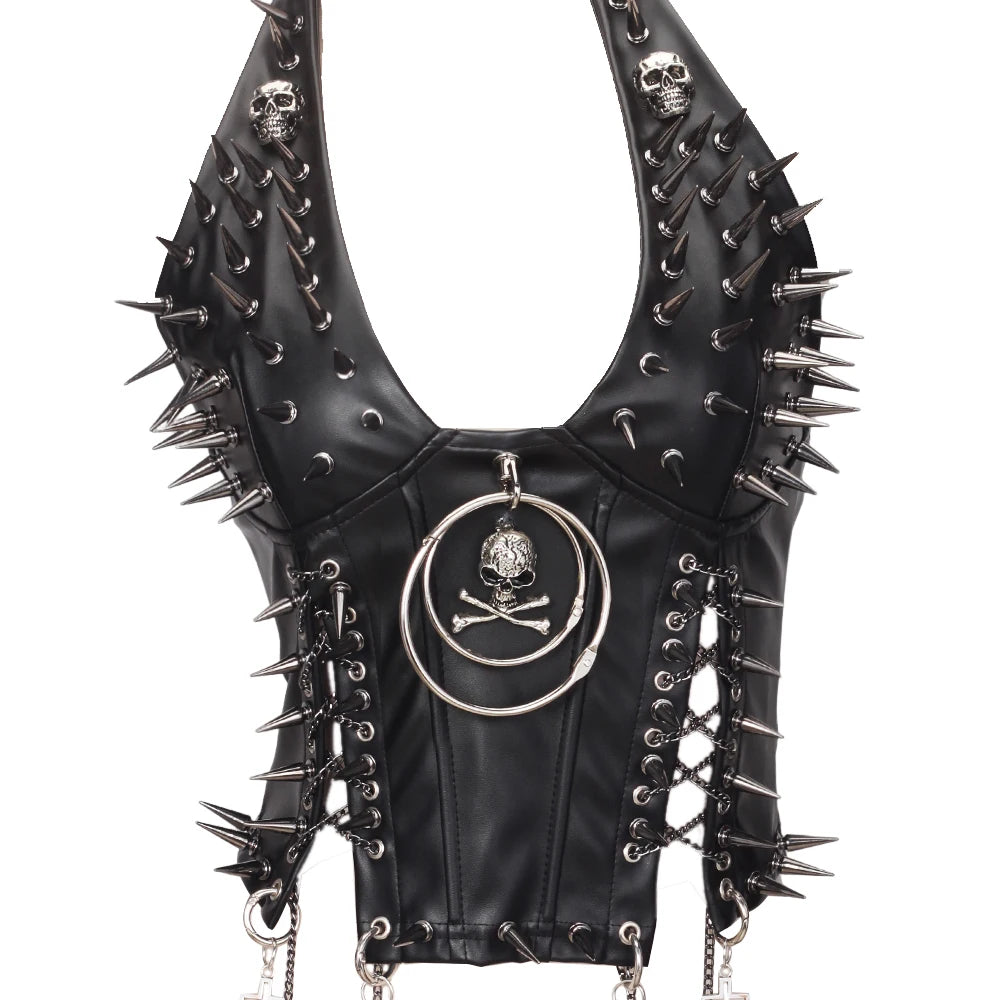 Y2K Gothic Spiked Tank Top - Punk Rock Emo Grunge Festival Style for Women