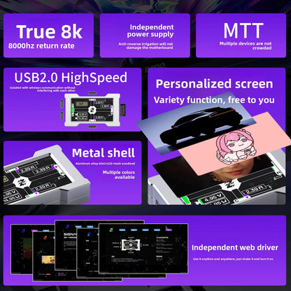 HMLAB ZNEO Gaming USB Hub - 2-to-3 Port, 8K Hz Speed, Independent Power & Built-in Screen, Stylish Gaming Desk Essential - HEMU