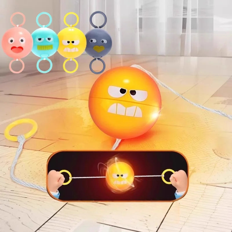 2-Piece Luminous Whistle Ball Toy Set - Spinning Pull-String Flywheel Puzzle and Stress Relief Toy for Kids