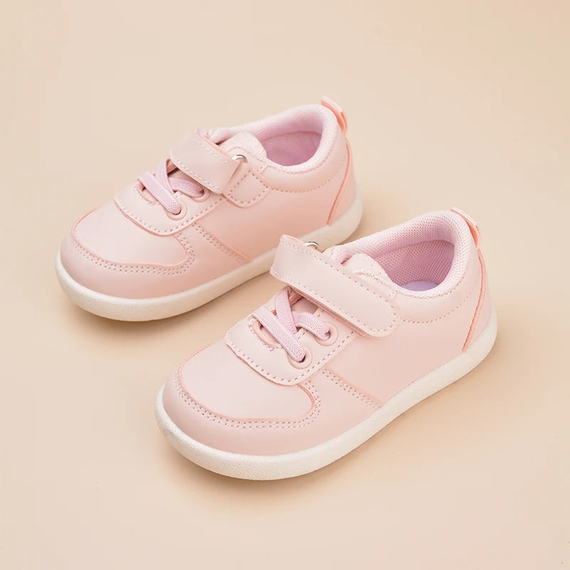 Girls Pink Low Top Sports Sneakers – Soft Casual Flat Shoes for Daily Outdoor Wear