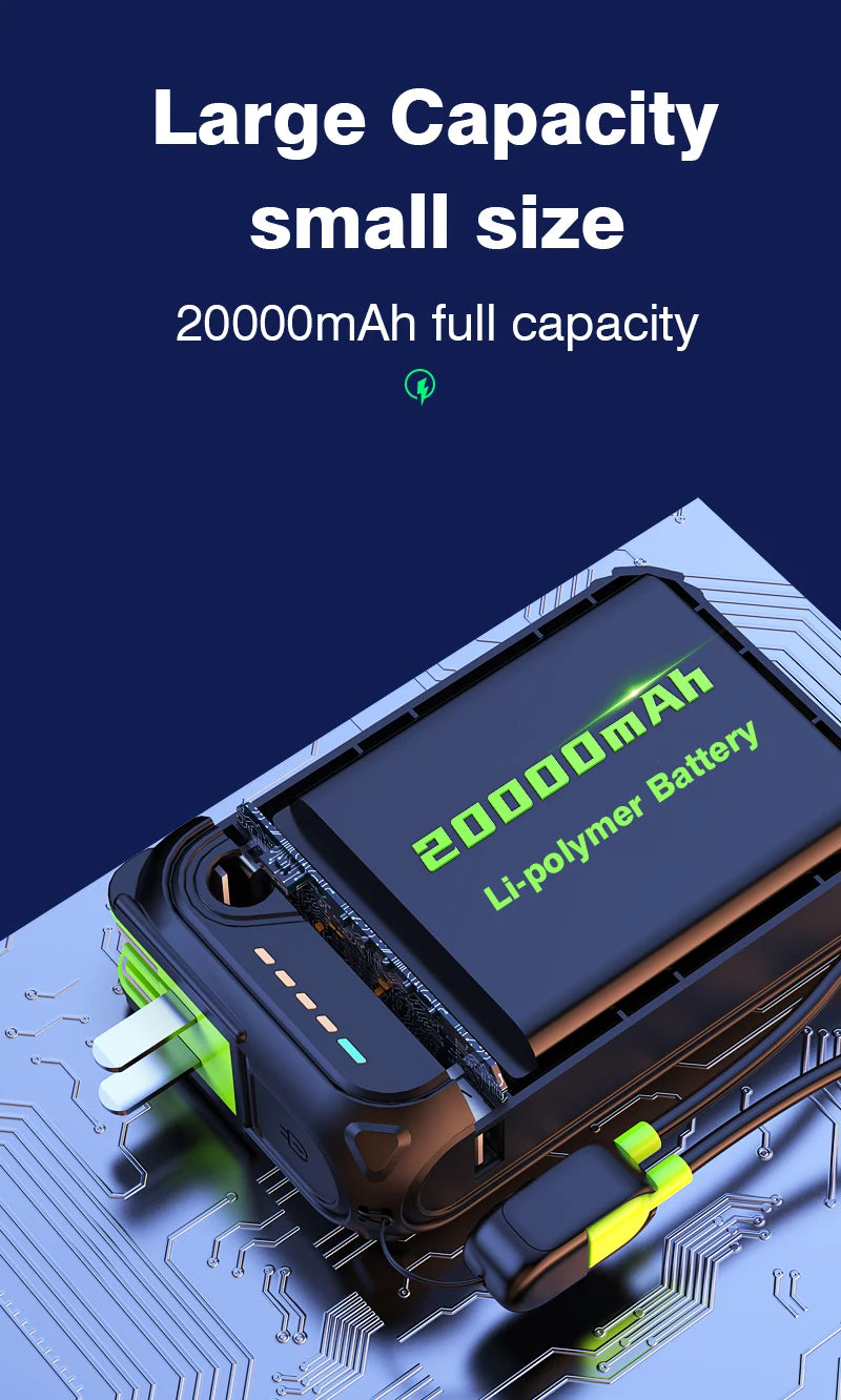 Magnetic Wireless Power Bank 20000mAh - Large Capacity Fast Charger with AC Plug, External Spare Battery for iPhone