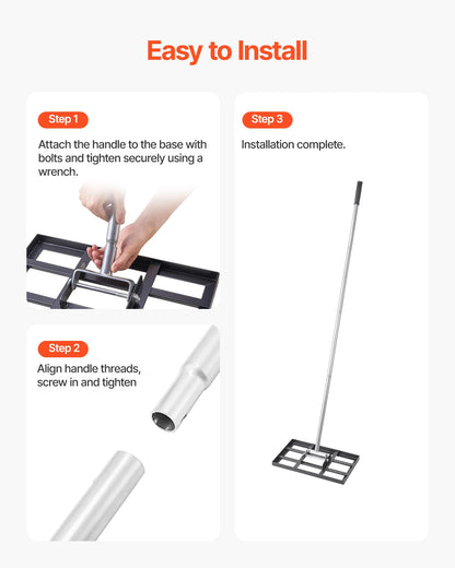 VEVOR Lawn Leveling Rake with Handle – Rust-Resistant Carbon Steel Soil Leveler for Effort-Saving Yard Lawn Maintenance