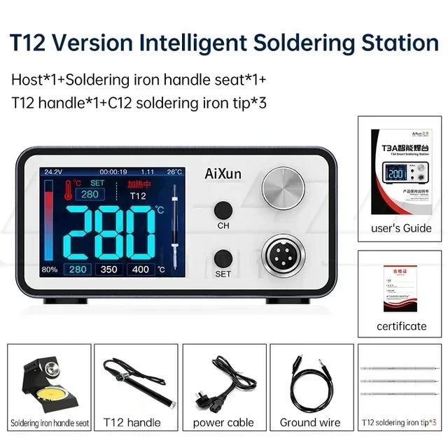 AIXUN T3A T3B Intelligent Soldering Station - T115/T210/T245/T12 Rework Station for PCB & BGA Soldering Tools