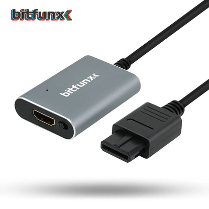 Bitfunx 720P HDMI Adapter – S-Video & AV to HDTV Converter for N64, SNES, SFC, NGC, NTSC & PAL Consoles