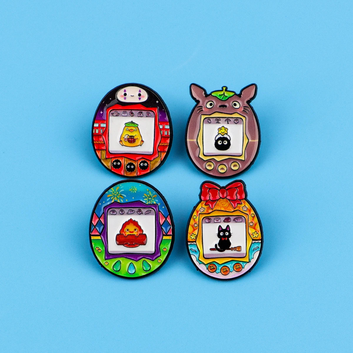 4-Piece Manga Elf Enamel Pin Set - Oval Metal Brooch Badges for Backpacks, Hats, Bags, and Fashion Jewelry Collectors’ Gifts