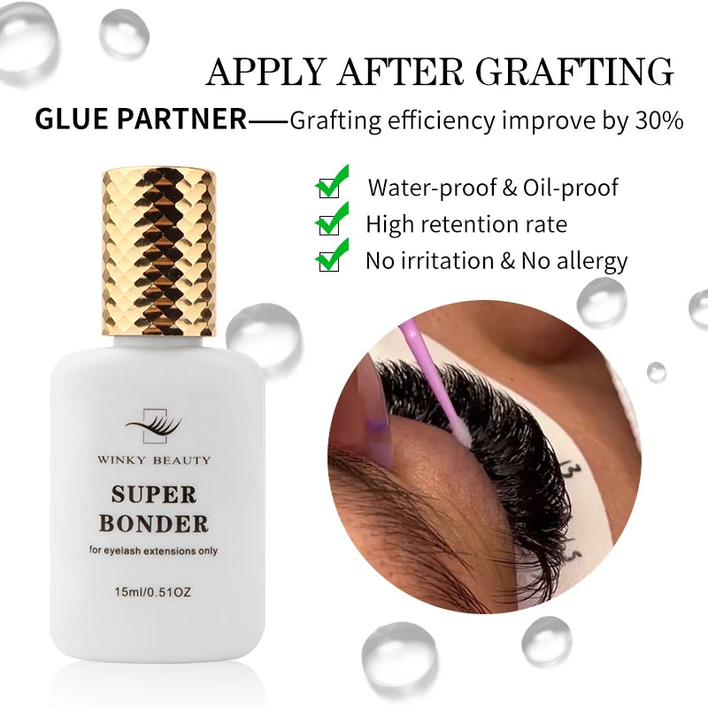 15ml Super Bonder Fixing Agent for Eyelash Extensions - Lash Primer, Glue Adhesive Hardener for Professional Use