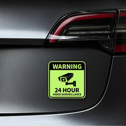 24-Hour Video Surveillance Glow Warning Sticker – Motorcycle & Car Glow-in-the-Dark Decals for Helmet, Fairing, Window & Bumper Safety
