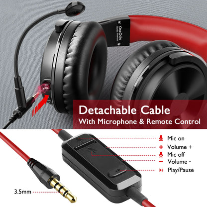 OneOdio 2-in-1 Wireless & Wired Headset – 110H Bluetooth 5.2 Gaming Headphones with Mic for PC, PS4, Skype, Type-C