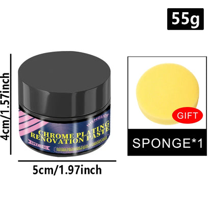 55g Chrome Plating Polish Paste – Metal Rust Remover & Shine Enhancer for Car Trim, Door Handles and Reflective Strips