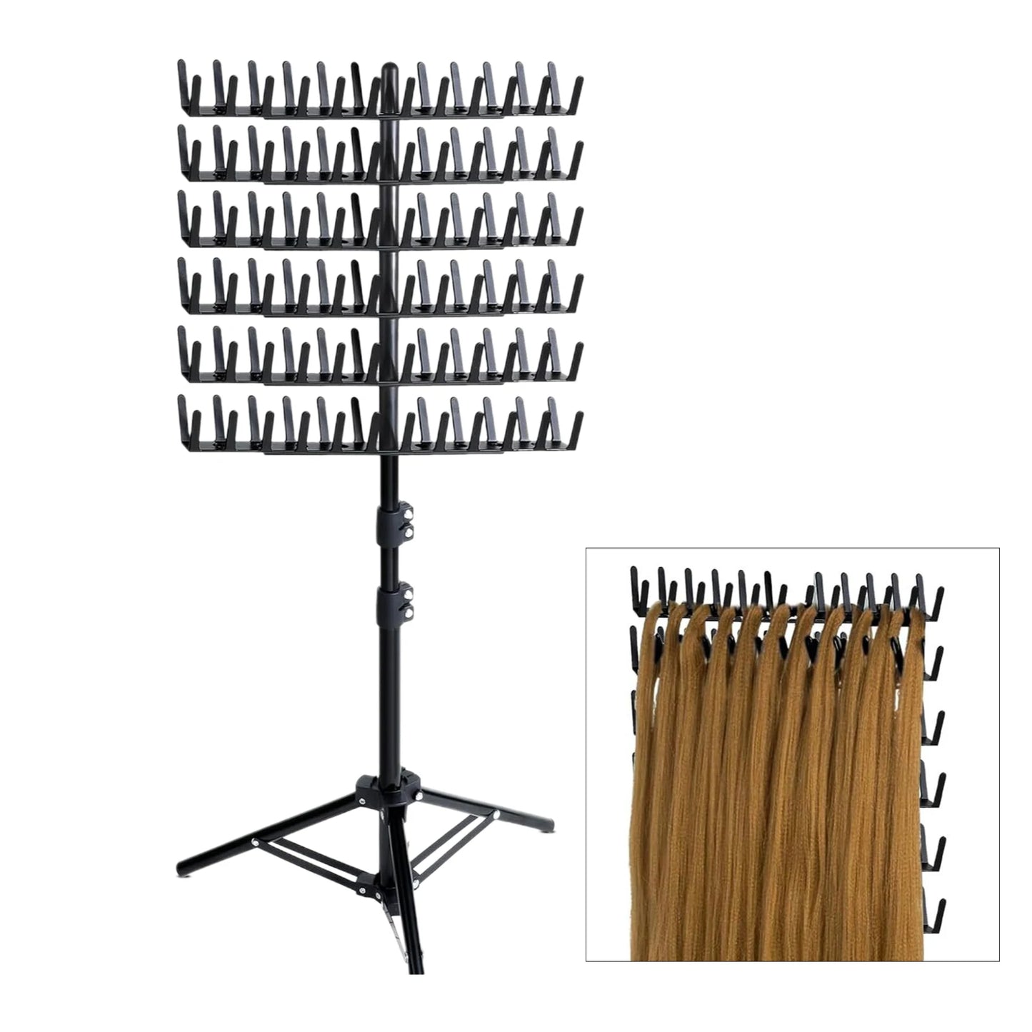 Hair Braiding Rack | 2-Sided Adjustable Height Braid & Hair Extension Holder for Salon & Home Use