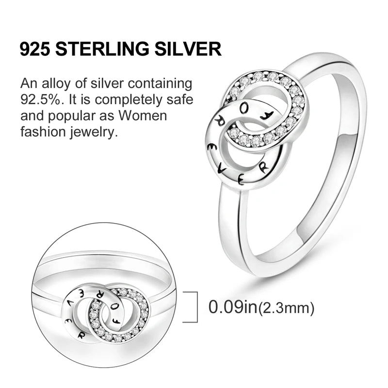 925 Sterling Silver Ring – Infinite Love Star & Moon Design for Women, Wedding Jewelry Gift