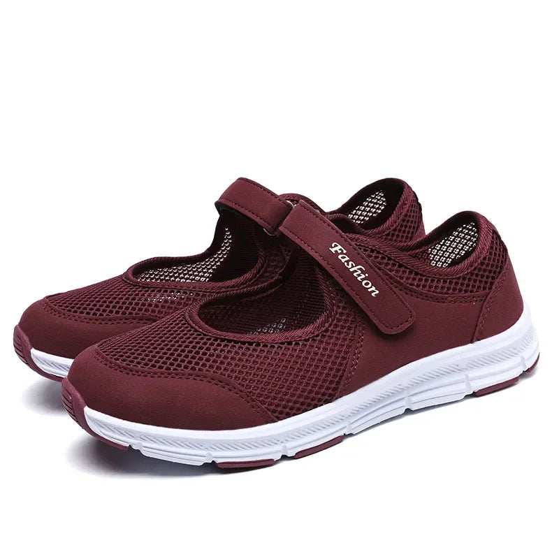 Women’s Breathable Mesh Vulcanized Sneakers – White Casual Walking Shoes, Fashion Work Shoes for Comfort & Everyday Wear