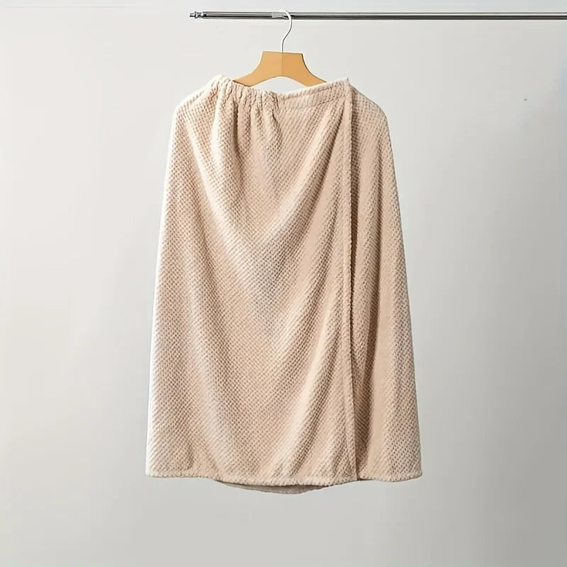 Women's Wearable Quick-Dry Bathrobe Towel – Soft 280gsm Spa Wrap with Contemporary Gnham Design