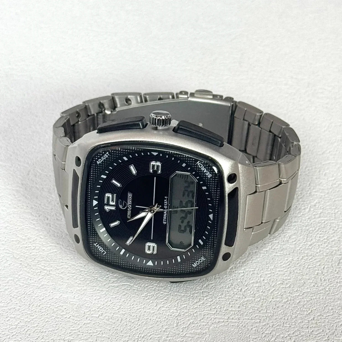 Men’s Digital Square Quartz Watch - Large Dial Luminous Fashion Watch with Alarm