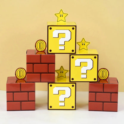 6PCS Question Block Gift Boxes – Kids Video Game Party Favors, Candy Treat Boxes & Decorations 10cm