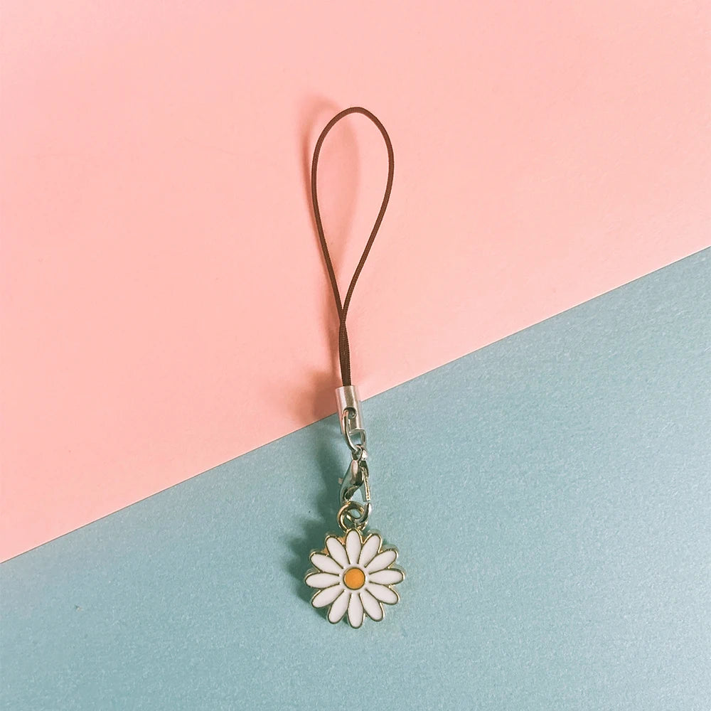 Enamel Flower Phone Lanyard - Floral Keychain Strap Bag Pendant Accessory Gift for Girls