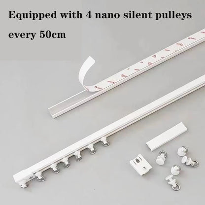 Strong Self-Adhesive Curtain Track – No Drill Nano Silent Sliding Rail System for Top & Side Mounted Window Decor Accessories