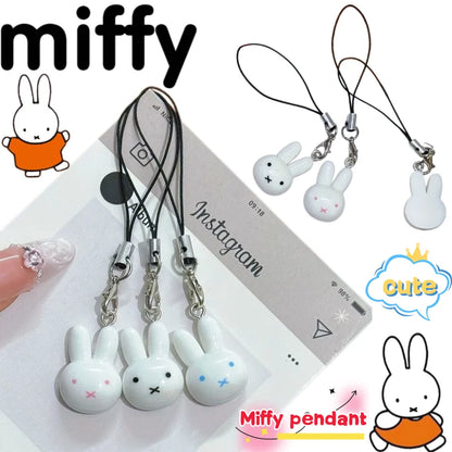 3PCS Miffy Cartoon Keychain Set - Cute Anime Character Pendant for Backpack, Phone Case & Couple Accessories