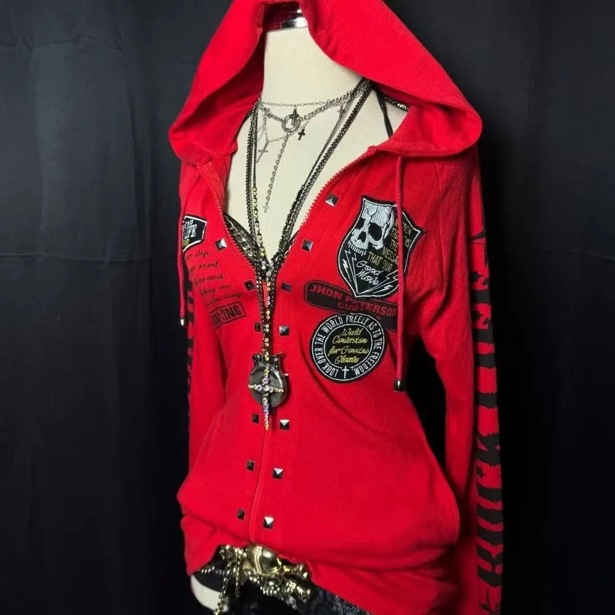 Y2K Gothic Hoodie - Printed Zip-Up Winter Sweatshirt with Hood for Streetwear, Punk & Harajuku Style