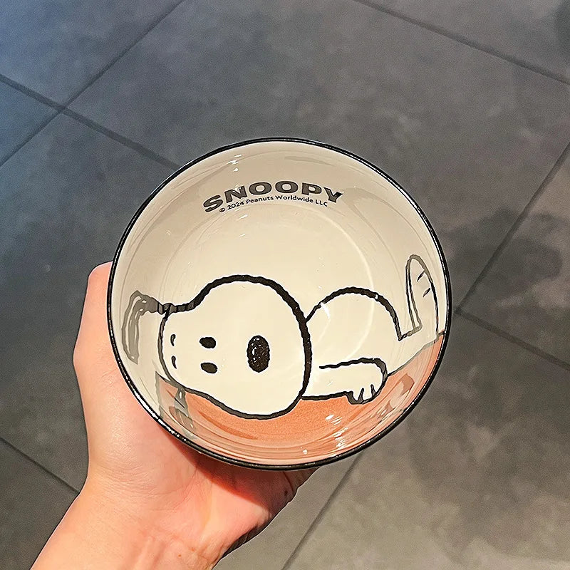 Cute Snoopy Ceramic Bowl Set — Kawaii Anime Tableware, High-Value Household Gift Set