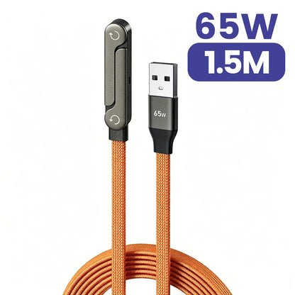 65W 2-in-1 USB-A to USB-C Cable - Fast Charging Foldable Phone Holder with Built-In Desk Stand