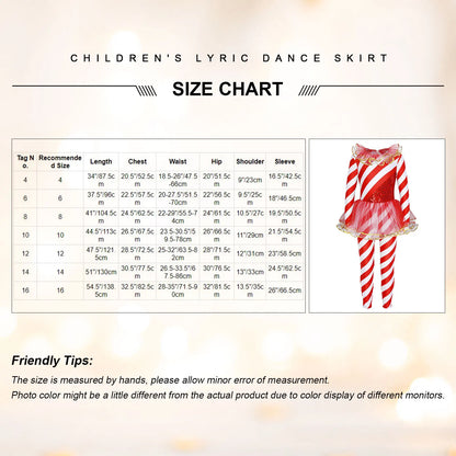 Kids Candy Cane Striped Christmas Tutu Leotard — Sequined Santa Bodysuit for Ballet & Gymnastics