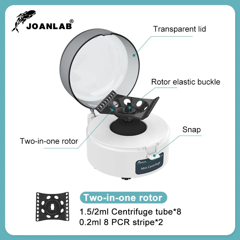 JOANLAB Mini Centrifuge Machine – PCR Plasma Lab Microcentrifuge 4000/7000rpm for 0.2/1.5/2ml Tubes