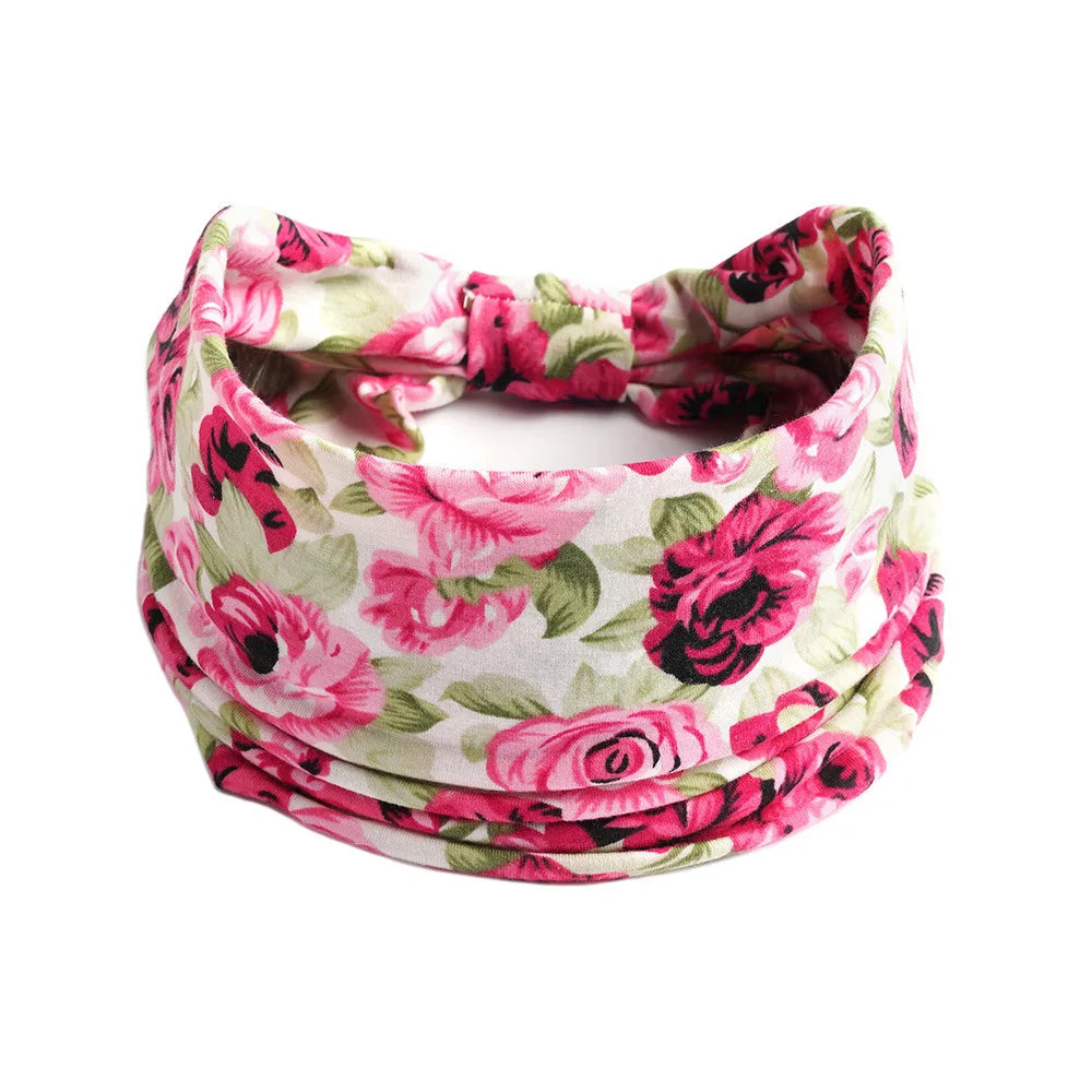 Bohemian Wide Cotton Stretch Headband for Women – Turban Headwrap, Bandage Hairband, Bandana Hair Accessories
