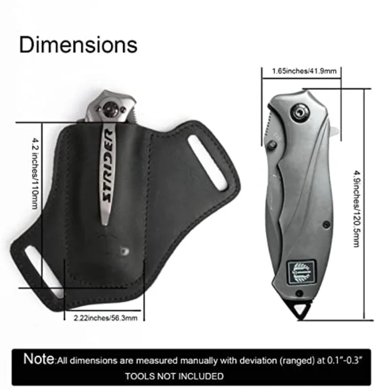 Leather Knife Sheath — Belt Pocket Folding Knife Holder, Compact EDC Draw Knife Carrier Holster