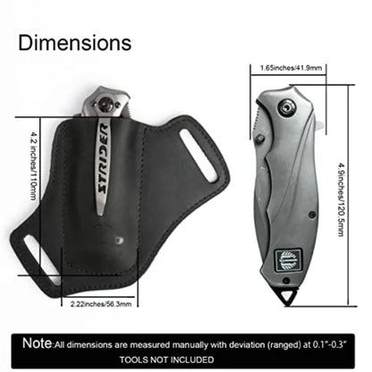 Leather Knife Sheath — Belt Pocket Folding Knife Holder, Compact EDC Draw Knife Carrier Holster