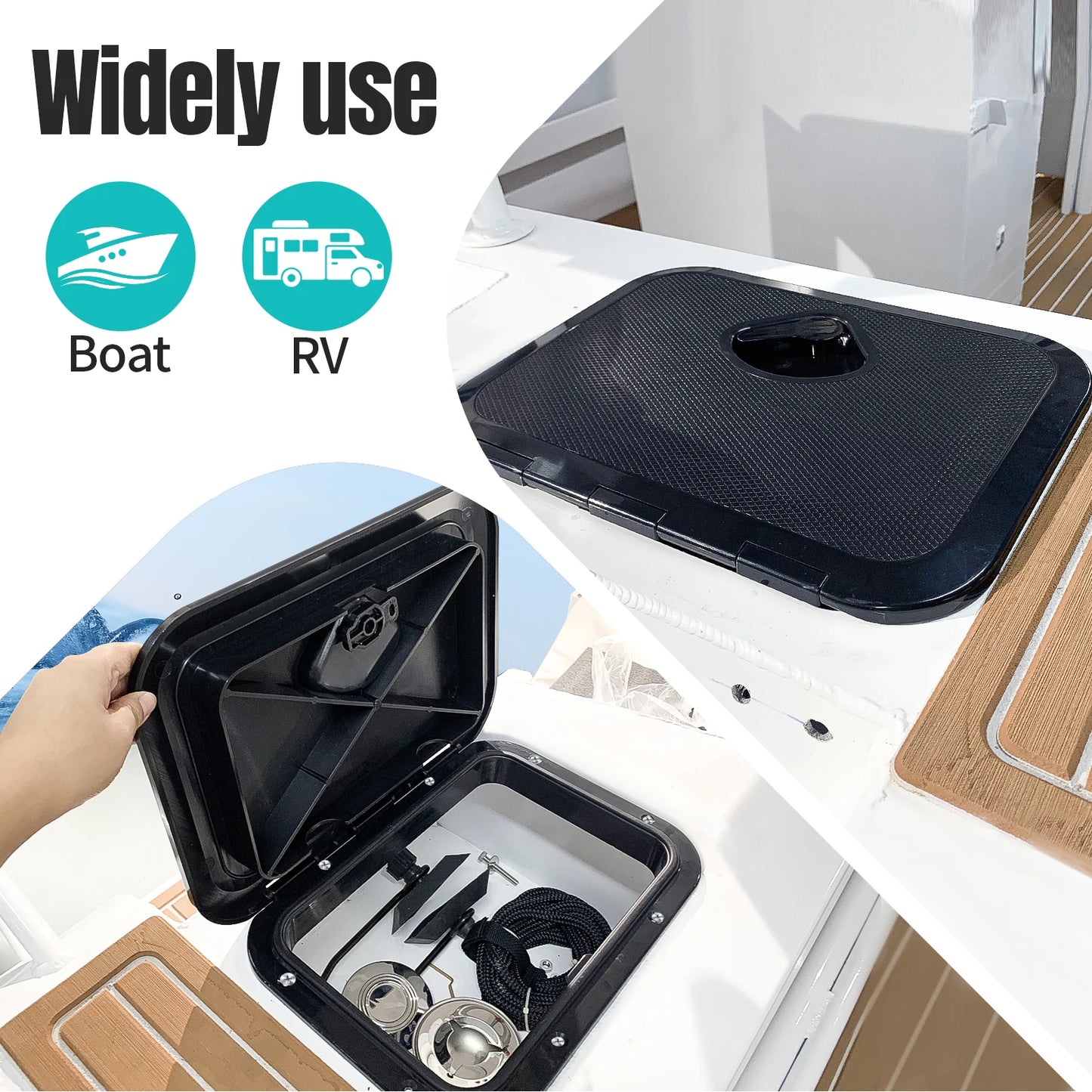ABS Deck Access Hatch Cover — Waterproof Anti-UV Non-Skid Inspection Hatch for Marine Boats, Yachts & RVs, 15×11"