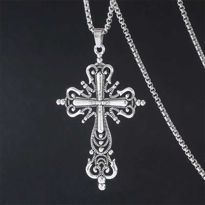 European & American Retro Gothic Cross Necklace – Unisex Hip-Hop Fashion Pendant for Men & Women, Street Style Trendsetter Jewelry Accessory