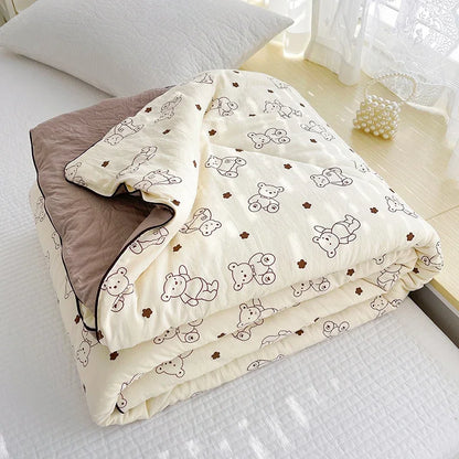 Washed Double Gauze Quilt – Lightweight Summer Comforter with Soya Fibre Filling, Soft & Breathable for Queen Size