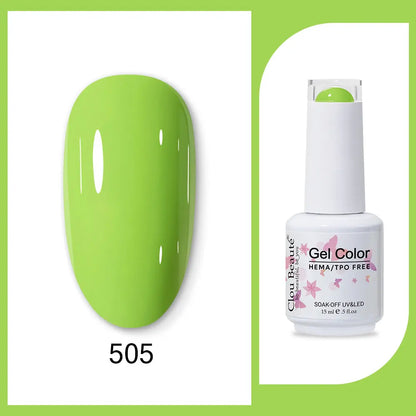 Clou Beaute 15ml Gel Nail Polish Set – Red Black White Green Neon UV Soak-Off Semi-Permanent Nail Varnish Base & Velvet Top Coat