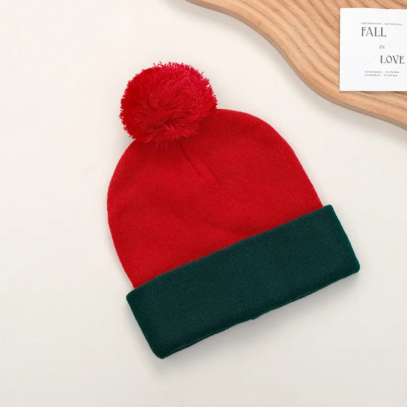 Unisex Christmas & Holiday Cosplay Set – Funny Knitted Beanie Hat with Gloves, Warm Winter Hat for Halloween & New Year