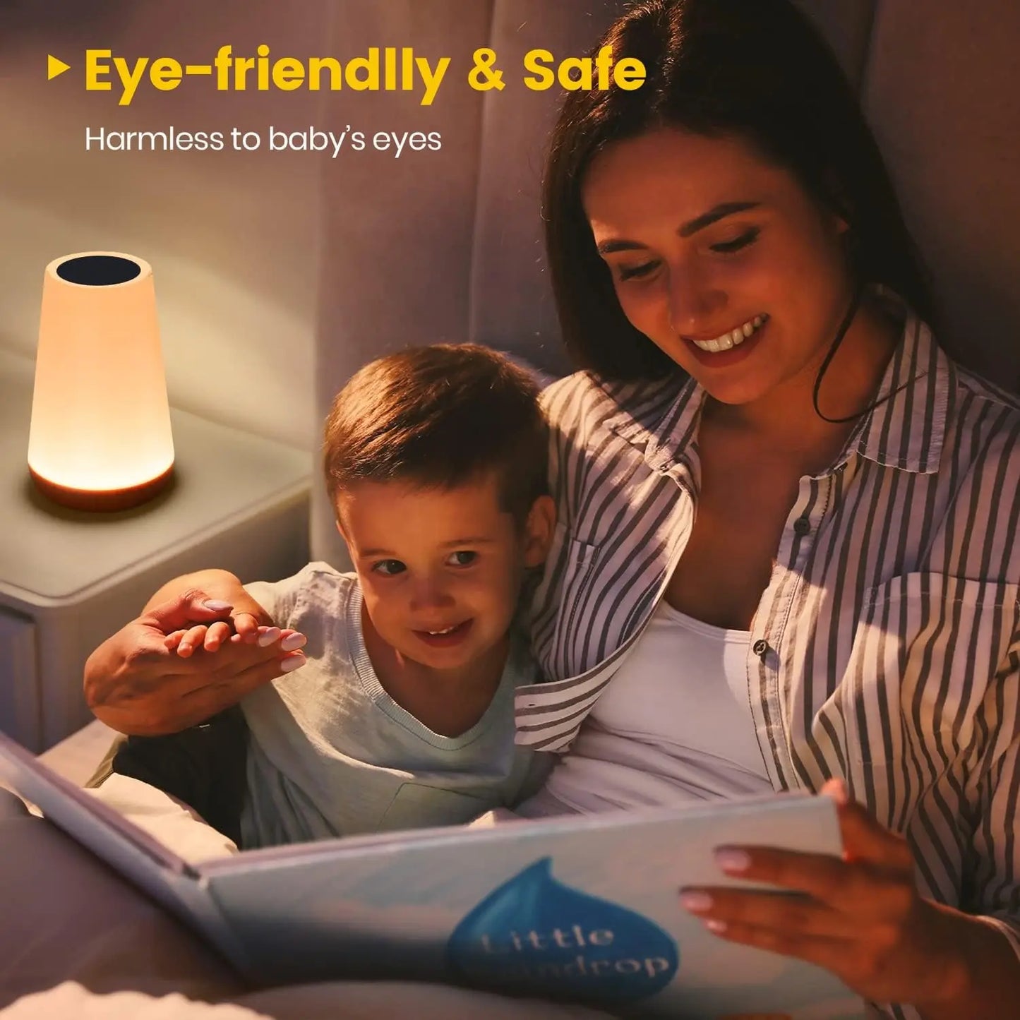 13 Color Changing Night Light - RGB Touch Control USB Rechargeable Dimmable Bedside Table Lamp