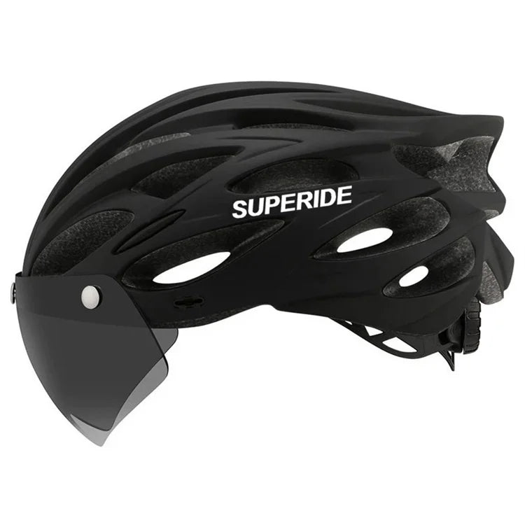 SUPERIDE Ultralight Cycling Helmet - In-Mold Road & MTB Bike Helmet with Magnetic Goggles & Sun Visor for Men & Women
