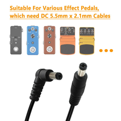 5pcs DC Power Cable 5.5x2.1mm - Guitar Effect Pedal Connector Cord 24AWG Patch Cable for Pedal Power Supply