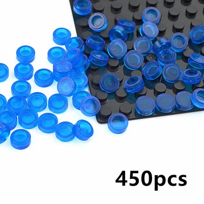 450PCS Round 1x1 Flat Stud Building Block Accessories – Colorful MOC-Compatible Creative Toy Parts Set for DIY Construction