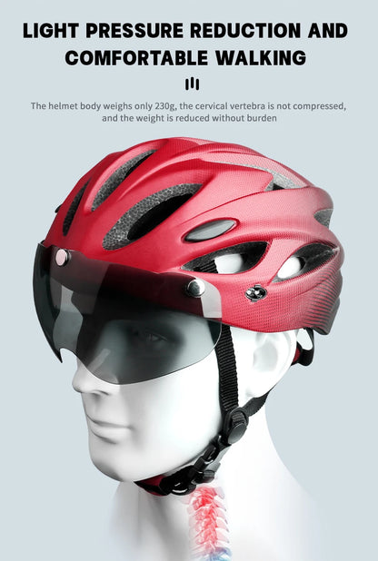 Adult Bike Helmet with LED Tail Light – Lightweight & Breathable Cycling Helmet (58-62cm), Colorful Bicycle Accessory