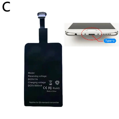 Type-C Wireless Charging Receiver Ultra-Thin Fast Charging Adapter – Stable Wireless Charger Patch for Samsung, Huawei & Xiaomi