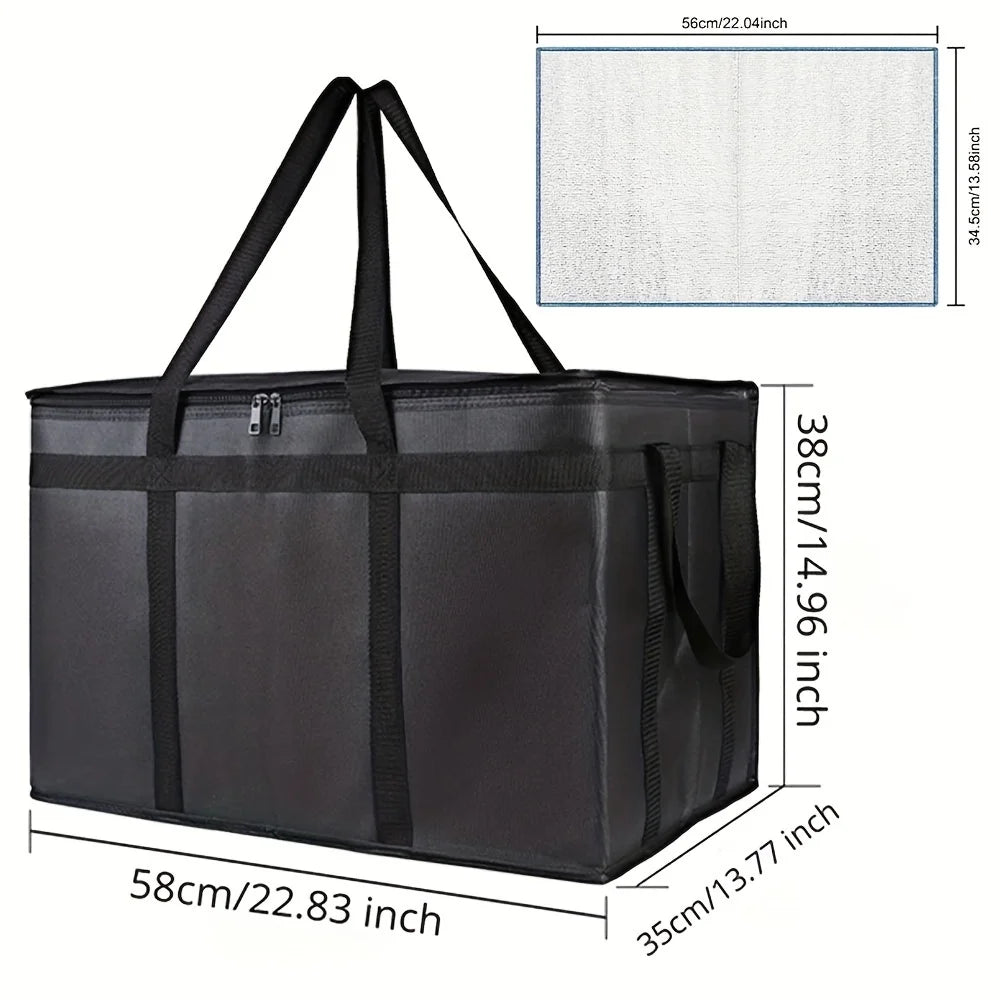 XXXL Large Capacity Insulated Pizza Delivery Bag Set with Removable Hard Bottom, 3-Layer Reusable Warming Carrier