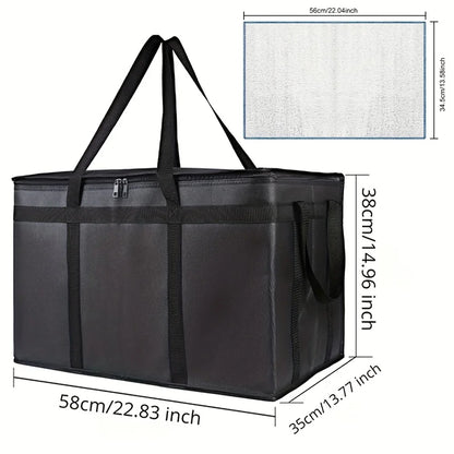 XXXL Large Capacity Insulated Pizza Delivery Bag Set with Removable Hard Bottom, 3-Layer Reusable Warming Carrier