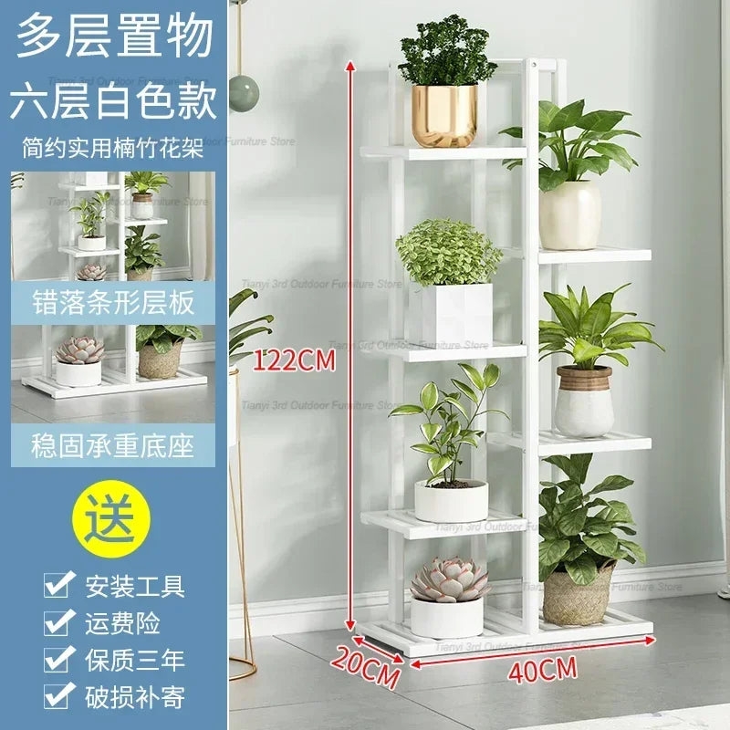 Nordic Wooden Plant Shelves - Indoor Flower Shelf for Living Room, Balcony, Garden Furniture, FYPS