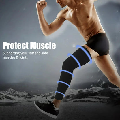 Full Leg Compression Sleeve Sport Knee Sleeve with Anti-Slip Silicone Strips for Running, Basketball & Football Support Gear