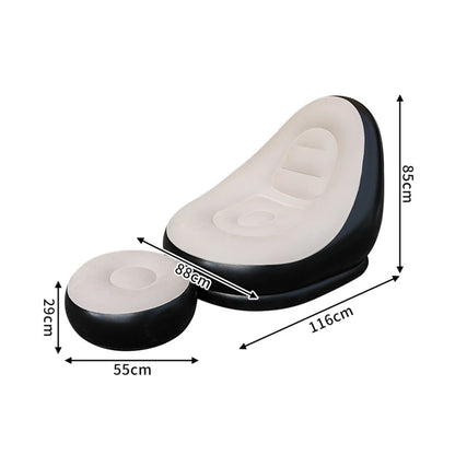 Inflatable Folding Lounge Chair Set - Portable Lazy Sofa Recliner Bed & Outdoor Footstool